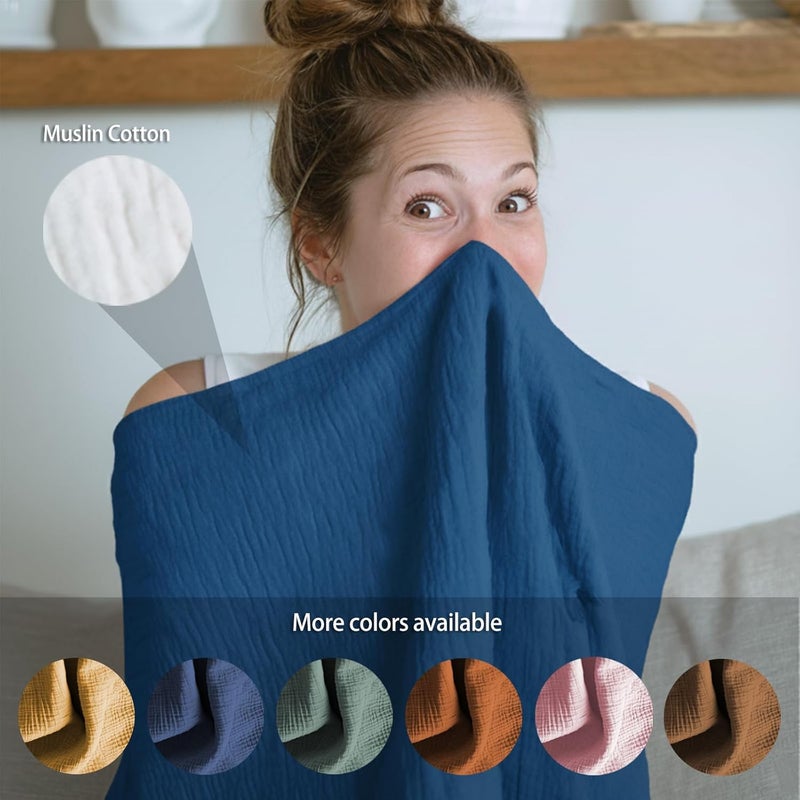 MUGVELL Muslin Nursing Covers for Breastfeeding, Arch Neckline Breast Feeding Covers for Women, Moms Privacy Breathable Summer Nursing Apron, 43.3" x 25.6" Soft Feeding Cover (Misty Blue) - Image 5